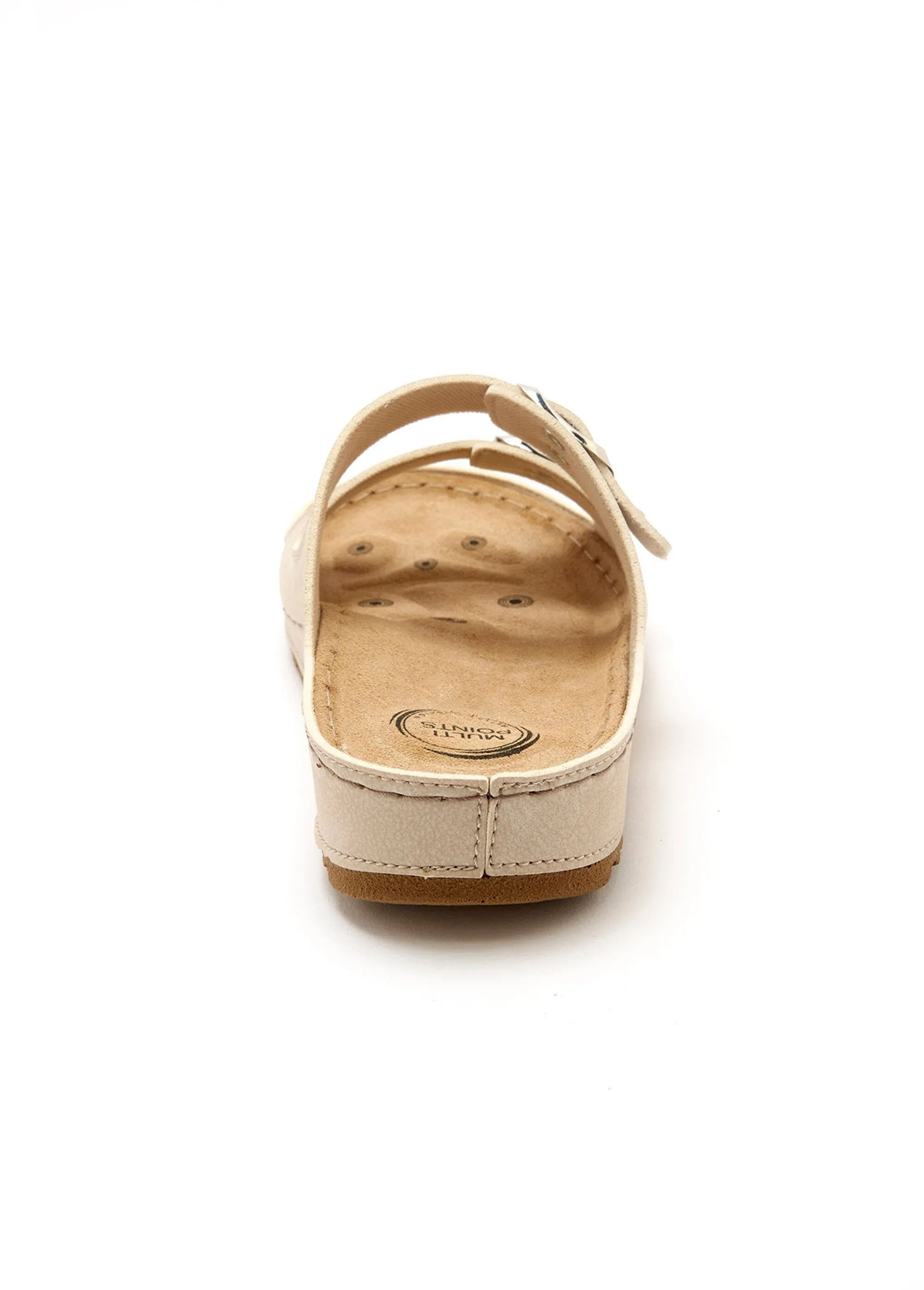 Wide width foot reflexology mules