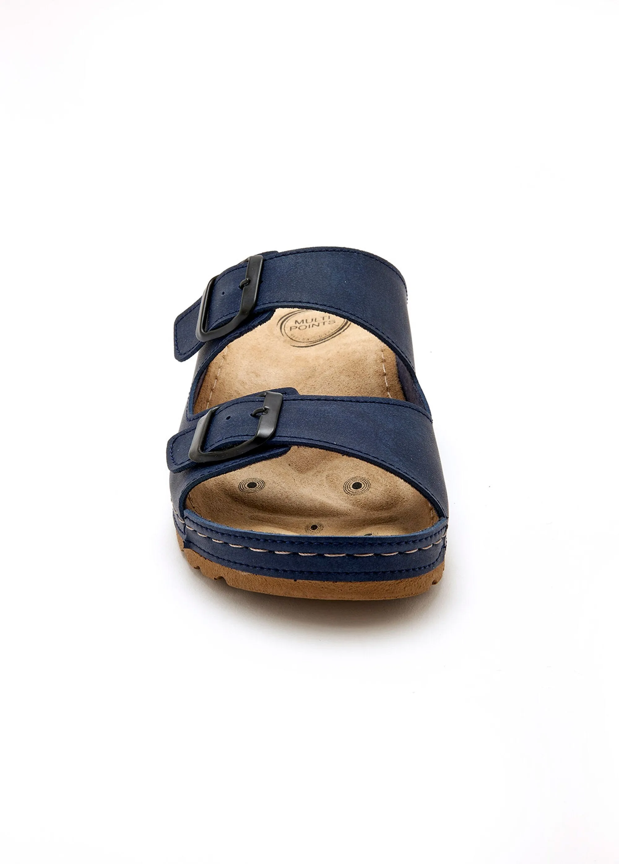 Wide width foot reflexology mules