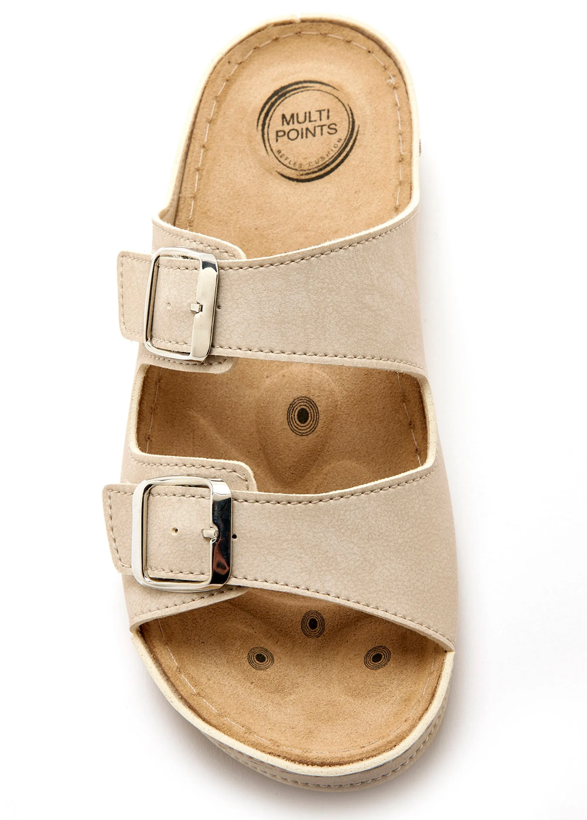 Wide width foot reflexology mules