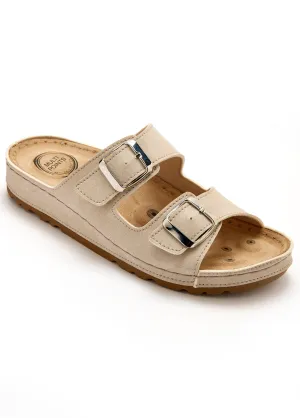 Wide width foot reflexology mules