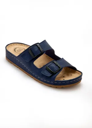 Wide width foot reflexology mules