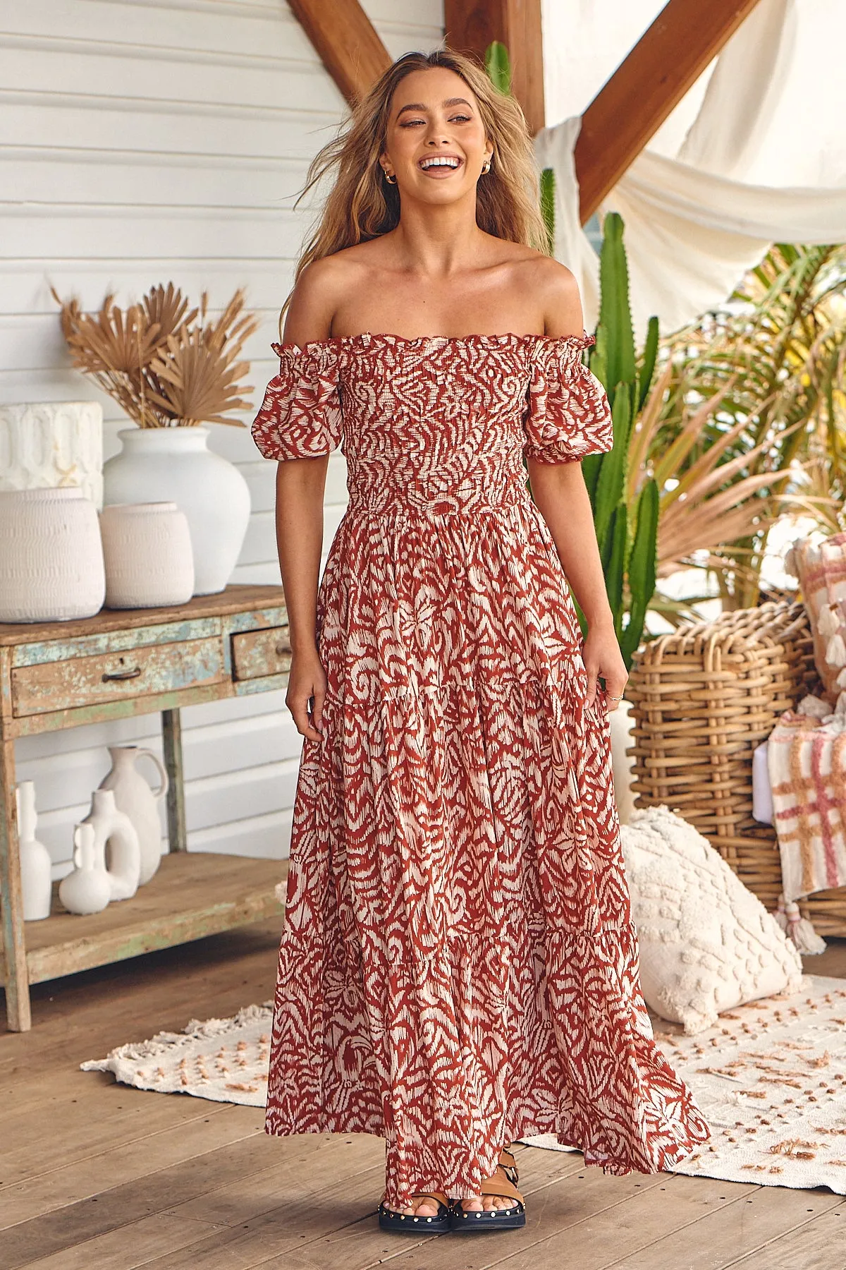Wilderness Cherry Print Claudette Maxi Dress