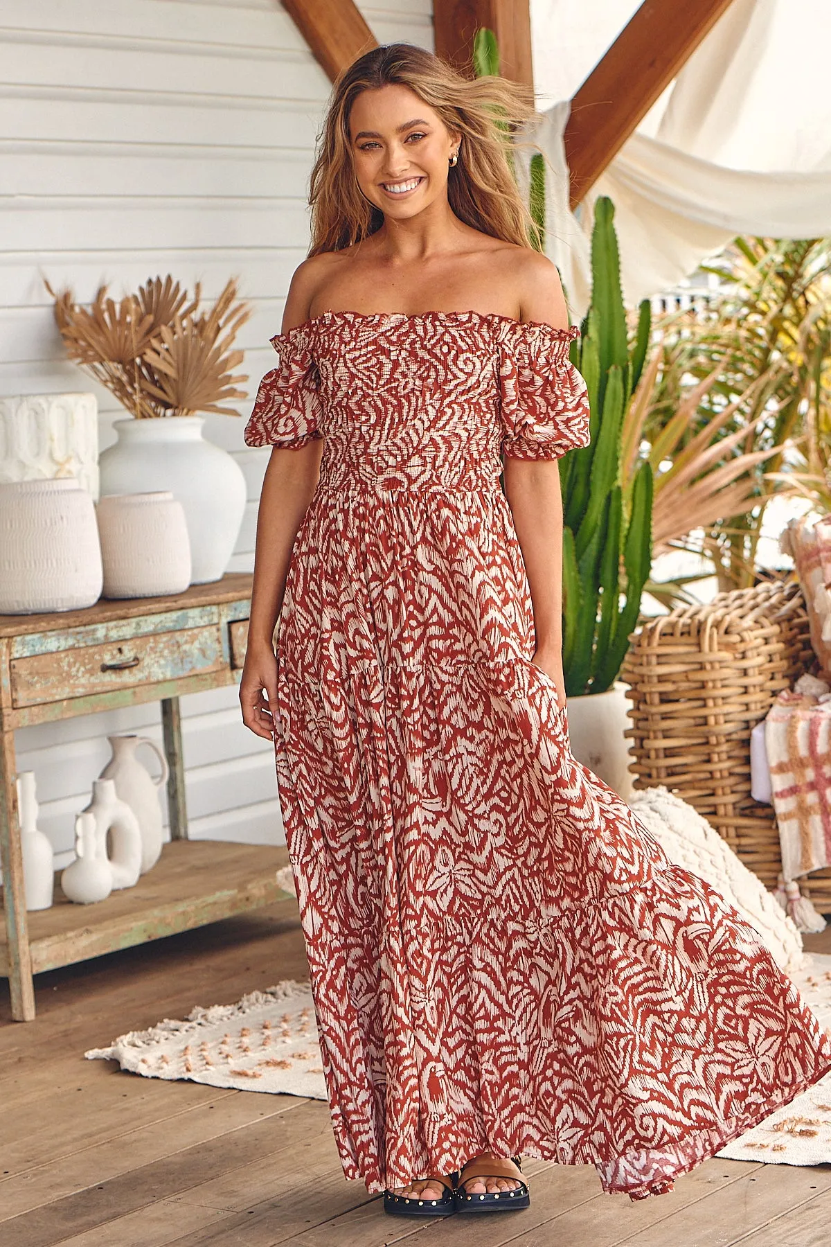 Wilderness Cherry Print Claudette Maxi Dress