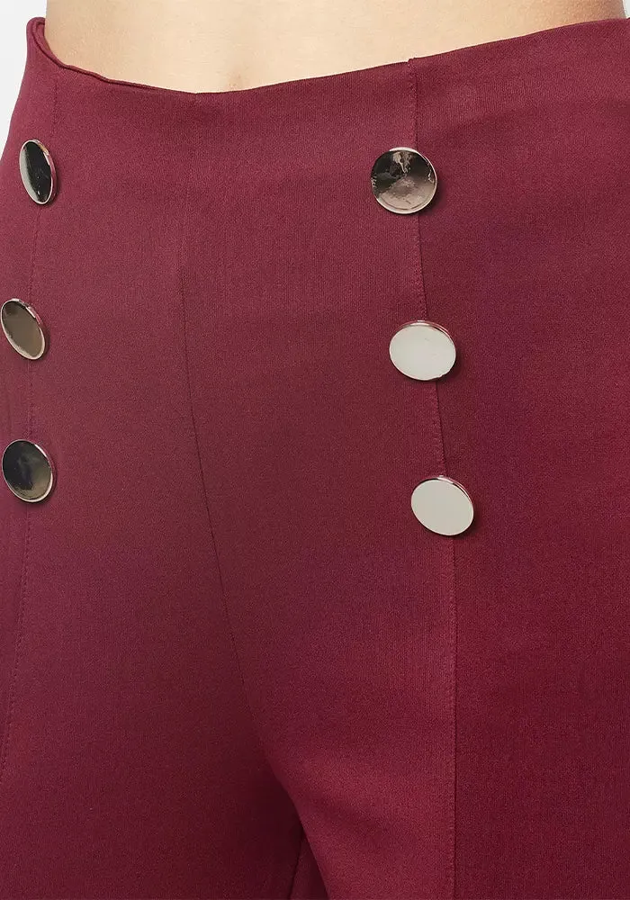 Wine Red Wide Leg Pants