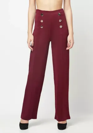 Wine Red Wide Leg Pants