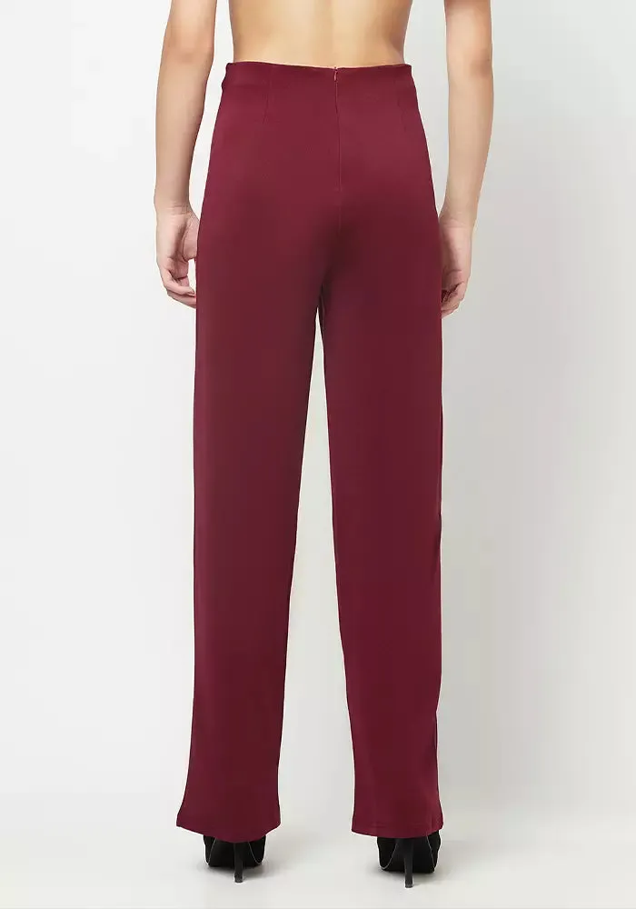 Wine Red Wide Leg Pants