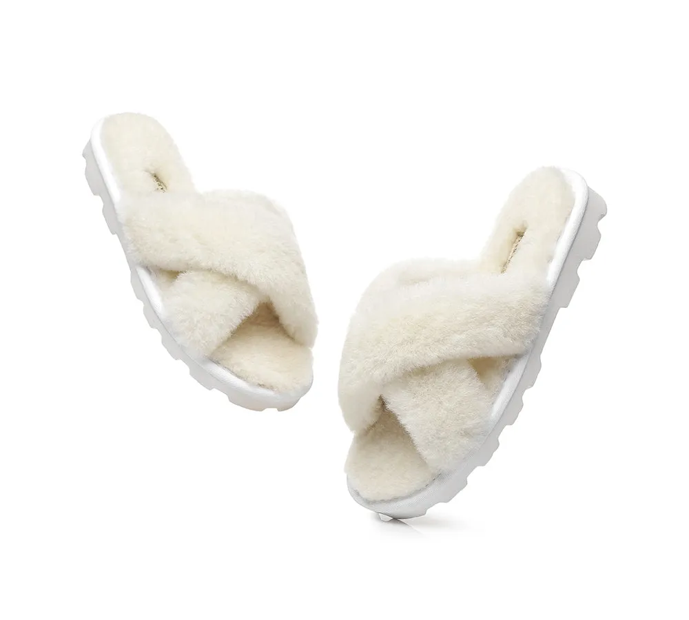Women Cross Fluffy Slides Nancy