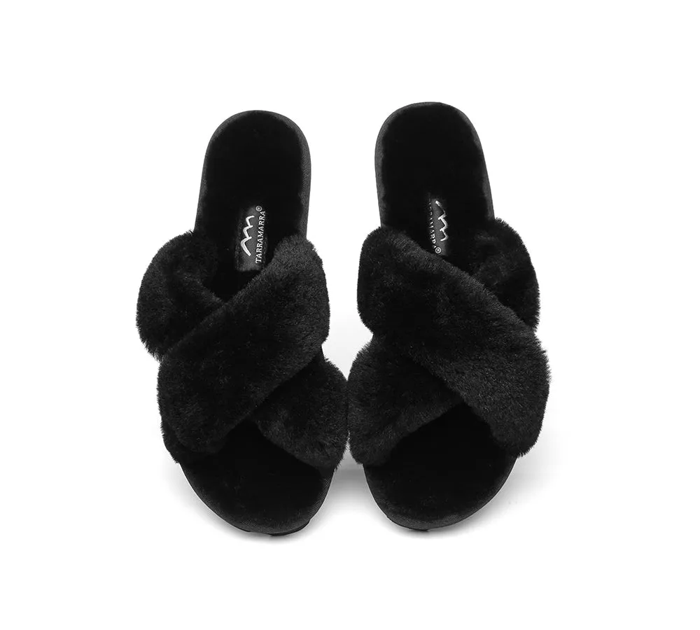 Women Cross Fluffy Slides Nancy
