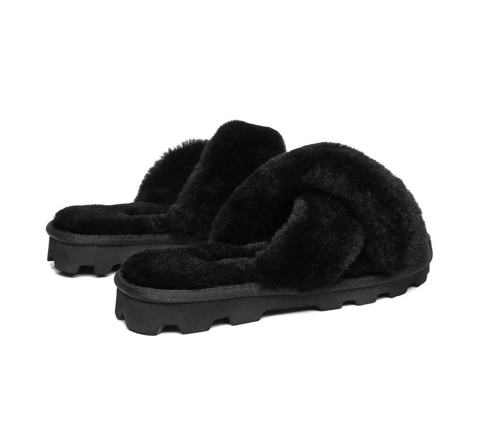 Women Cross Fluffy Slides Nancy