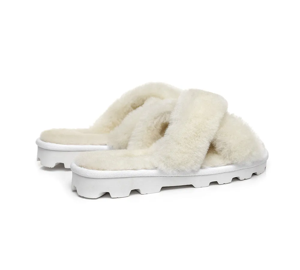 Women Cross Fluffy Slides Nancy