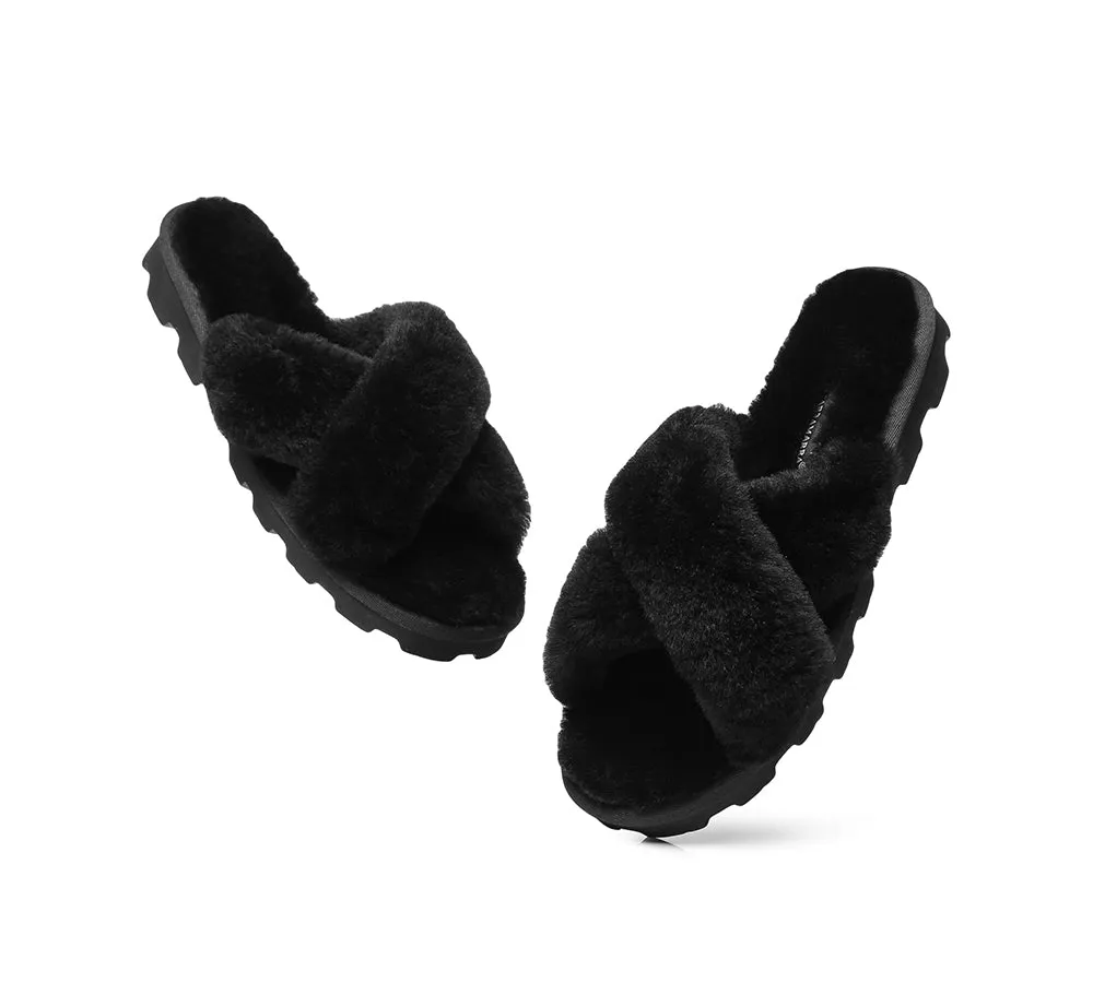 Women Cross Fluffy Slides Nancy