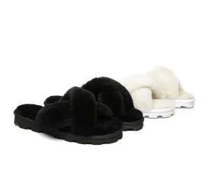 Women Cross Fluffy Slides Nancy