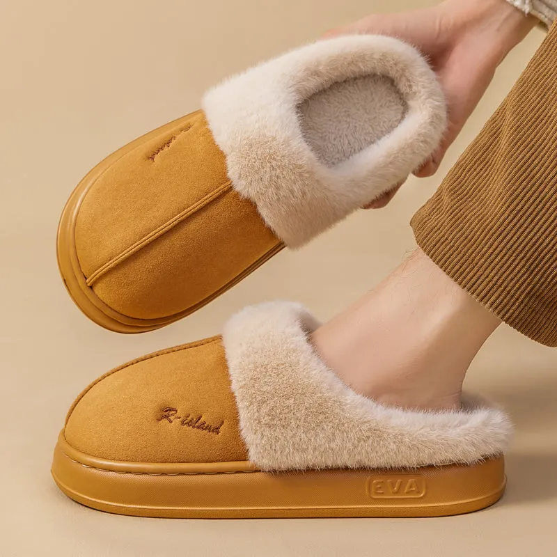 Women Men Non-slip Soft Slides Indoor Fluffy Home Cotton Shoes