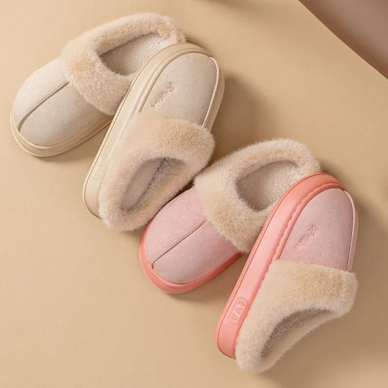 Women Men Non-slip Soft Slides Indoor Fluffy Home Cotton Shoes