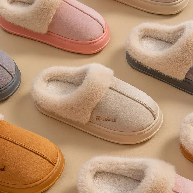 Women Men Non-slip Soft Slides Indoor Fluffy Home Cotton Shoes