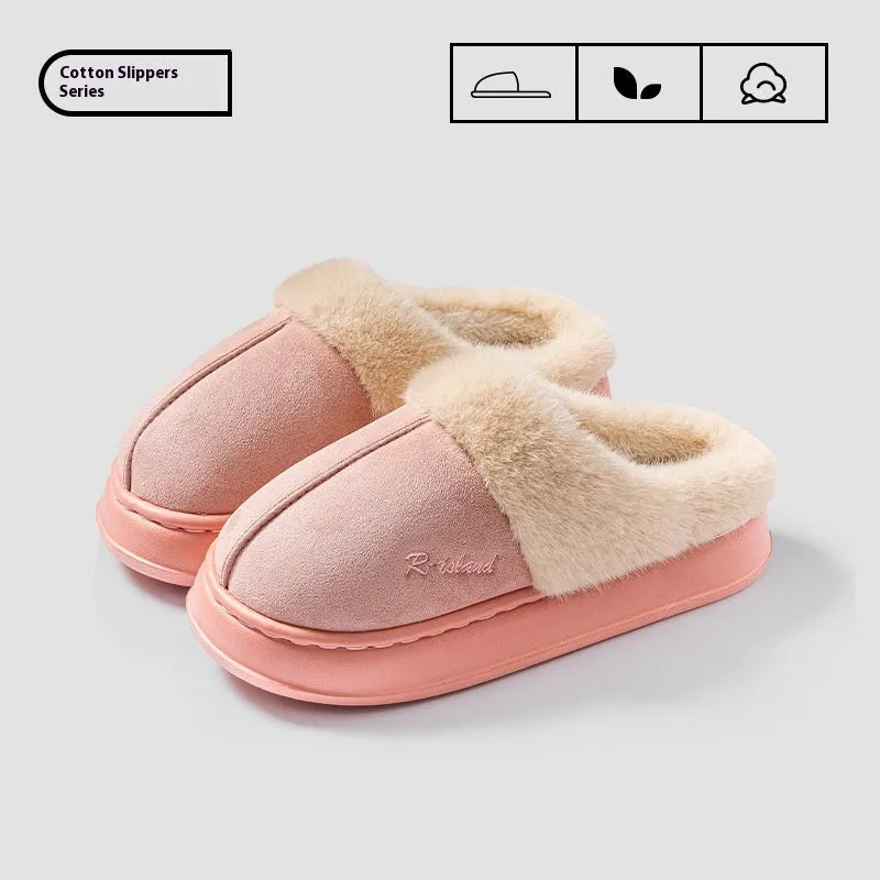 Women Men Non-slip Soft Slides Indoor Fluffy Home Cotton Shoes