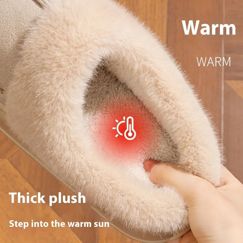 Women Men Non-slip Soft Slides Indoor Fluffy Home Cotton Shoes