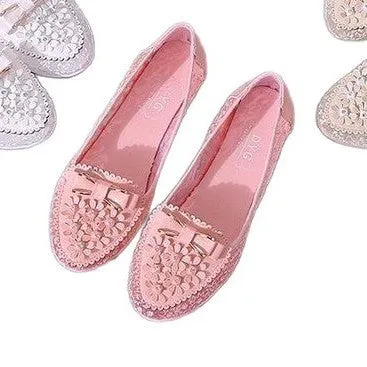 Women's ballerinas with floral design and glamorous bow detail W&W