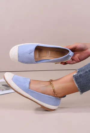 WOMEN'S BLUE FLAT ESPADRILLE SLIP ON LOAFERS
