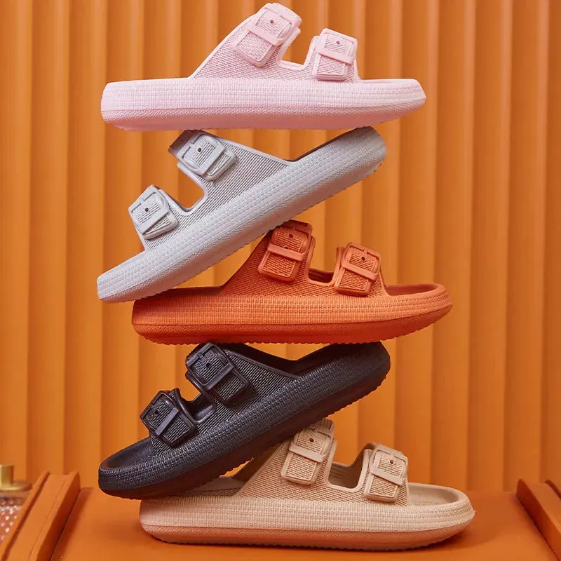 Women's Buckle Slip On Slides Slippers