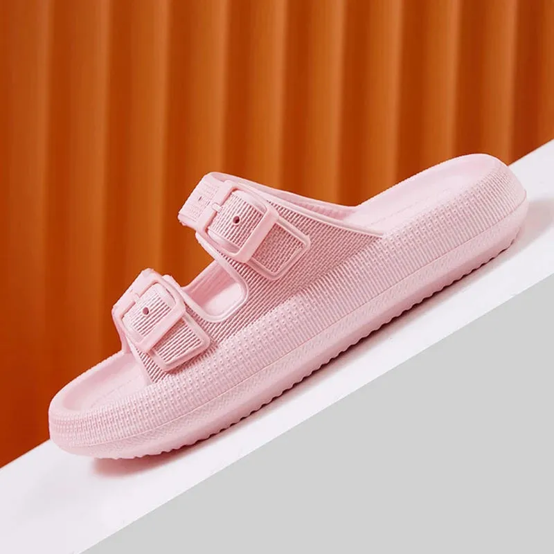 Women's Buckle Slip On Slides Slippers