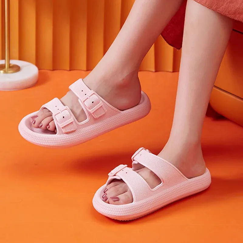 Women's Buckle Slip On Slides Slippers