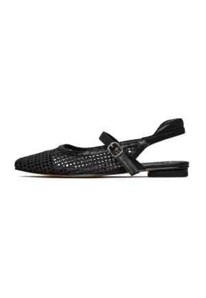 Woven Slingback Flats - Black