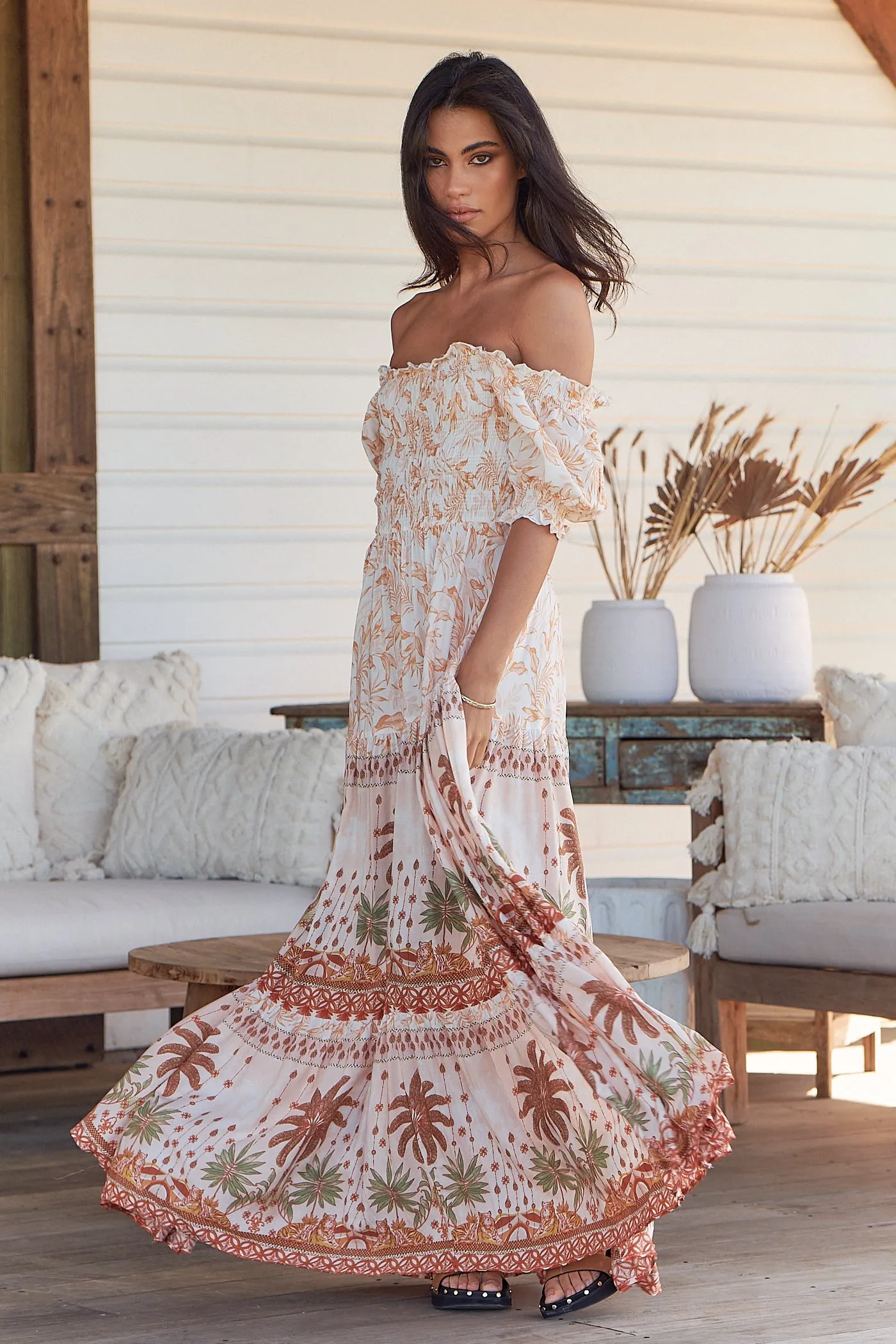 Yasmina Print Claudette Maxi Dress
