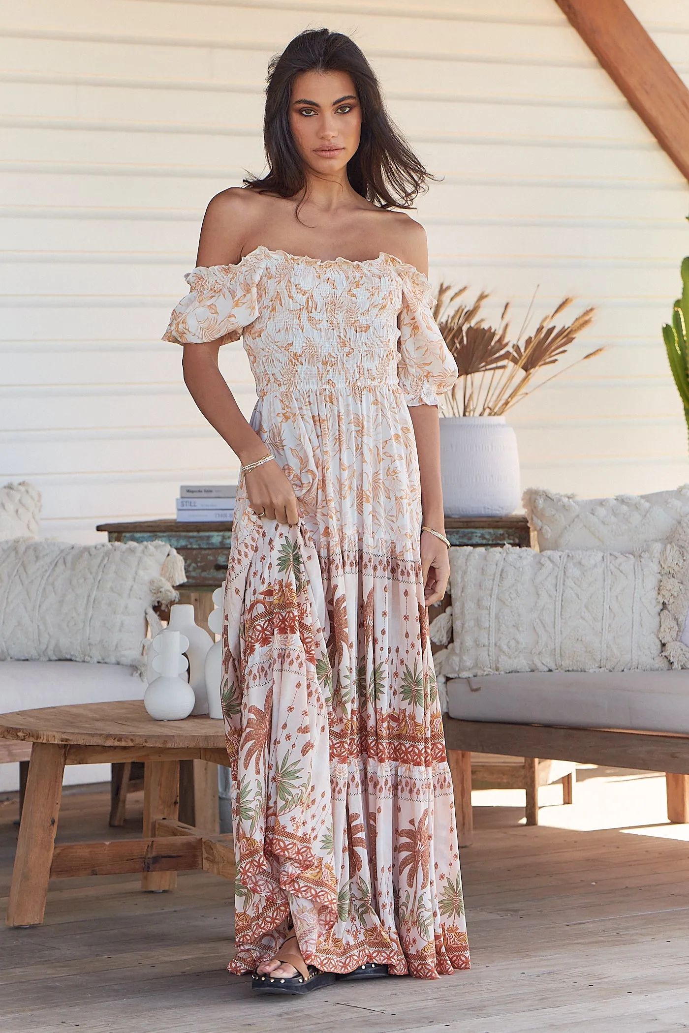 Yasmina Print Claudette Maxi Dress