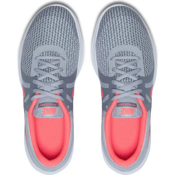 Youth Girls Nike Revolution 4 Wolf Grey/Racer Pink Sneakers